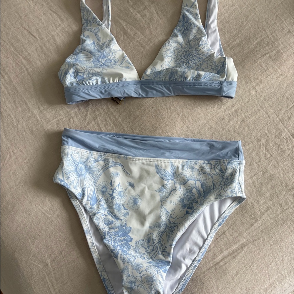 ANTONIO MELANI Light Blue and White Floral Bikini